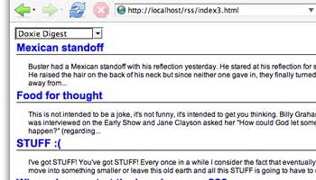 Ajax RSS reader - Screenshot