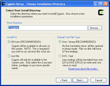 选择如何安装 Cygwin