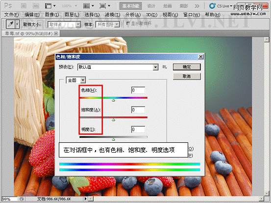 Photoshop入门基础教程:色相/饱和度命令详解_webjx.com