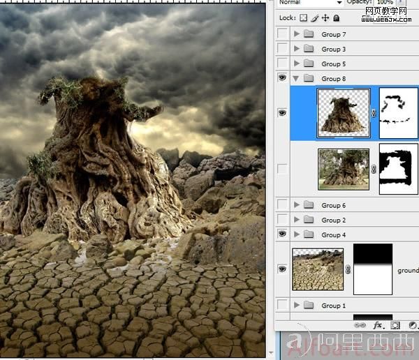 photoshop教程：制作人面树怪 aiyiweb.com
