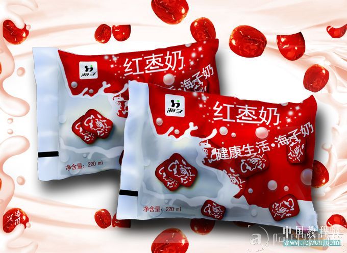 Photoshop鼠绘教程:绘制袋装红枣牛奶海报效果_爱易学习网
